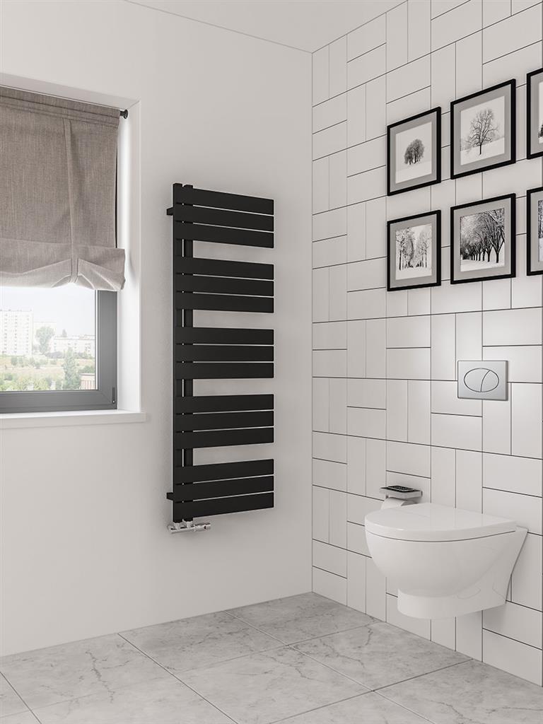 Eastbrook Helmsley Electric Matt Black Designer Towel Rail 1400mm x 500mm 89.0642-ELE