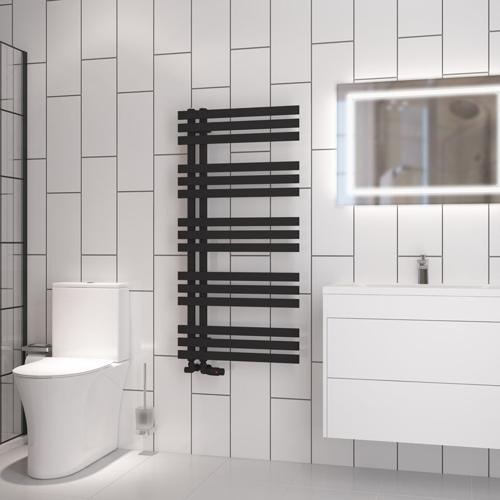 Eastbrook Hurley Electric Matt Black Designer Towel Rail 1200mm x 600mm 89.1714-ELE
