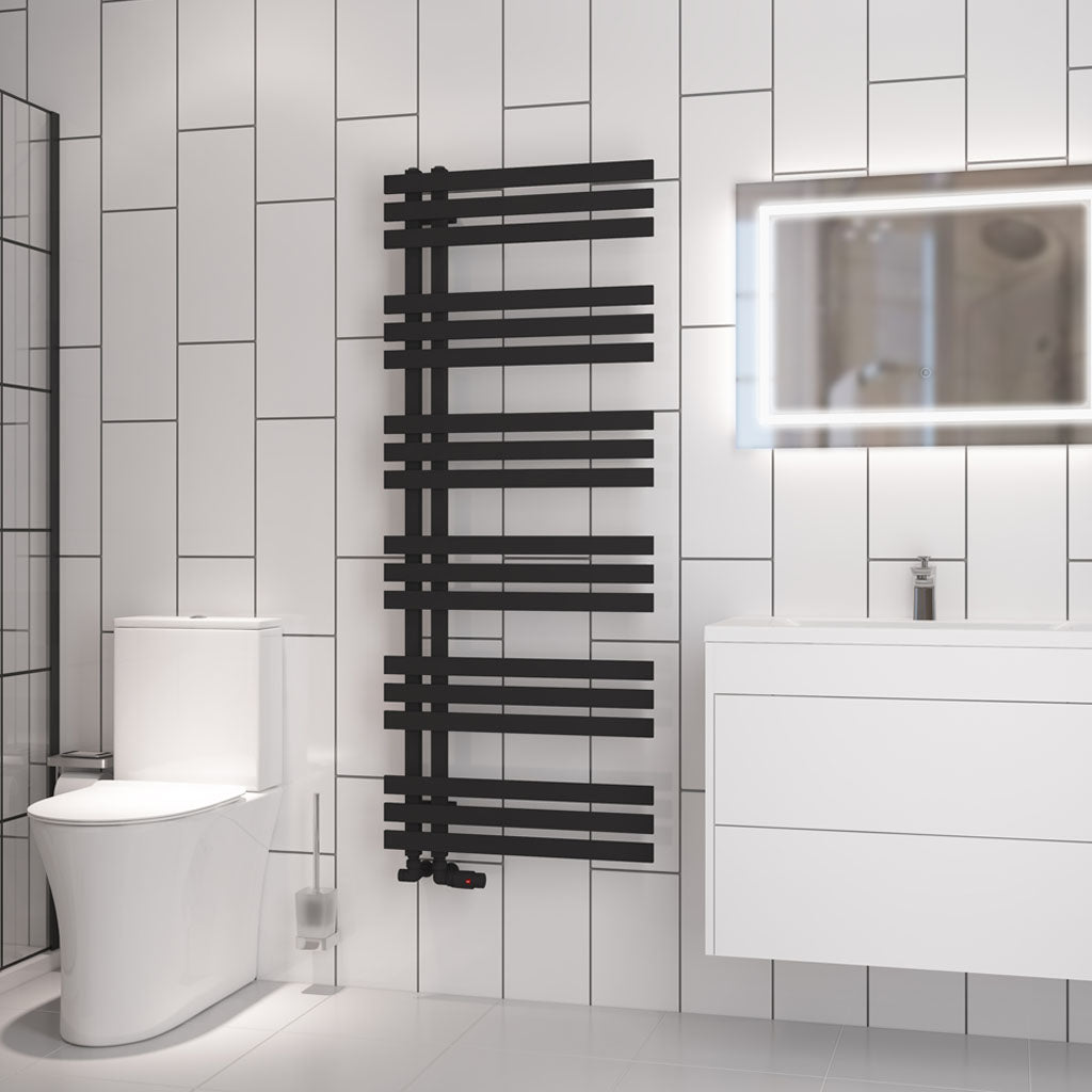 Eastbrook Hurley Electric Matt Black Designer Towel Rail 1500mm x 600mm 89.1738-ELE