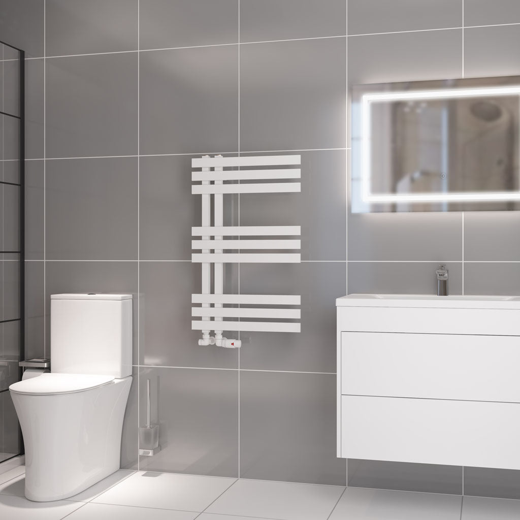 Eastbrook Hurley Electric Matt White Designer Towel Rail 800mm x 500mm 89.0542-ELE