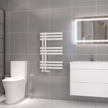 Eastbrook Hurley Electric Matt White Designer Towel Rail 800mm x 500mm 89.0542-ELE