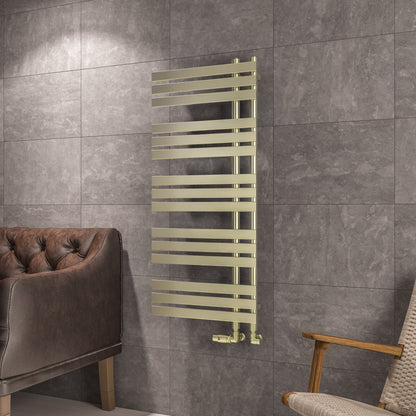 Eastbrook Leonardo Electric Brushed Brass Designer Towel Rail 1200mm x 500mm 41.0371-ELE