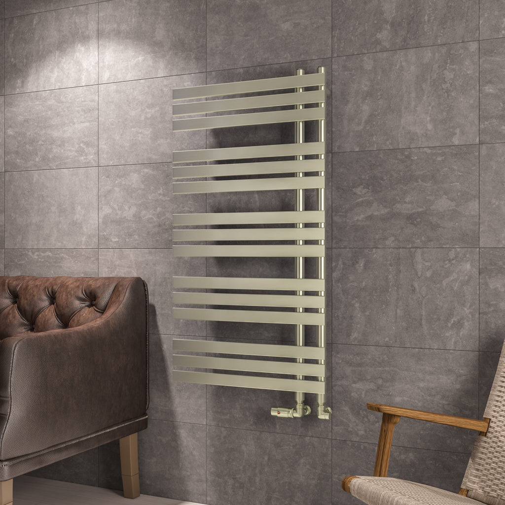 Eastbrook Leonardo Electric Brushed Brass Designer Towel Rail 1200mm x 600mm 41.0372-ELE