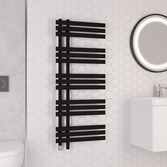 Eastbrook Loddon Matt Black Dry Electric Towel Rail 1200mm x 500mm 47.0037