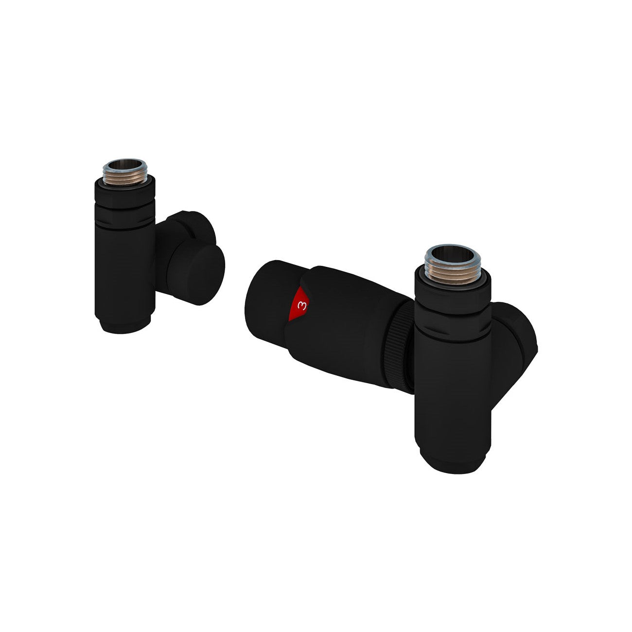 Eastbrook Matt Black 15mm Corner Dual Fuel TRV & Lockshield Valve 54.0028