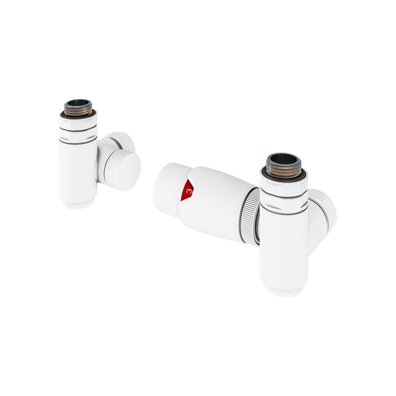 Eastbrook Matt White 15mm Corner Dual Fuel TRV & Lockshield Valve 54.0026