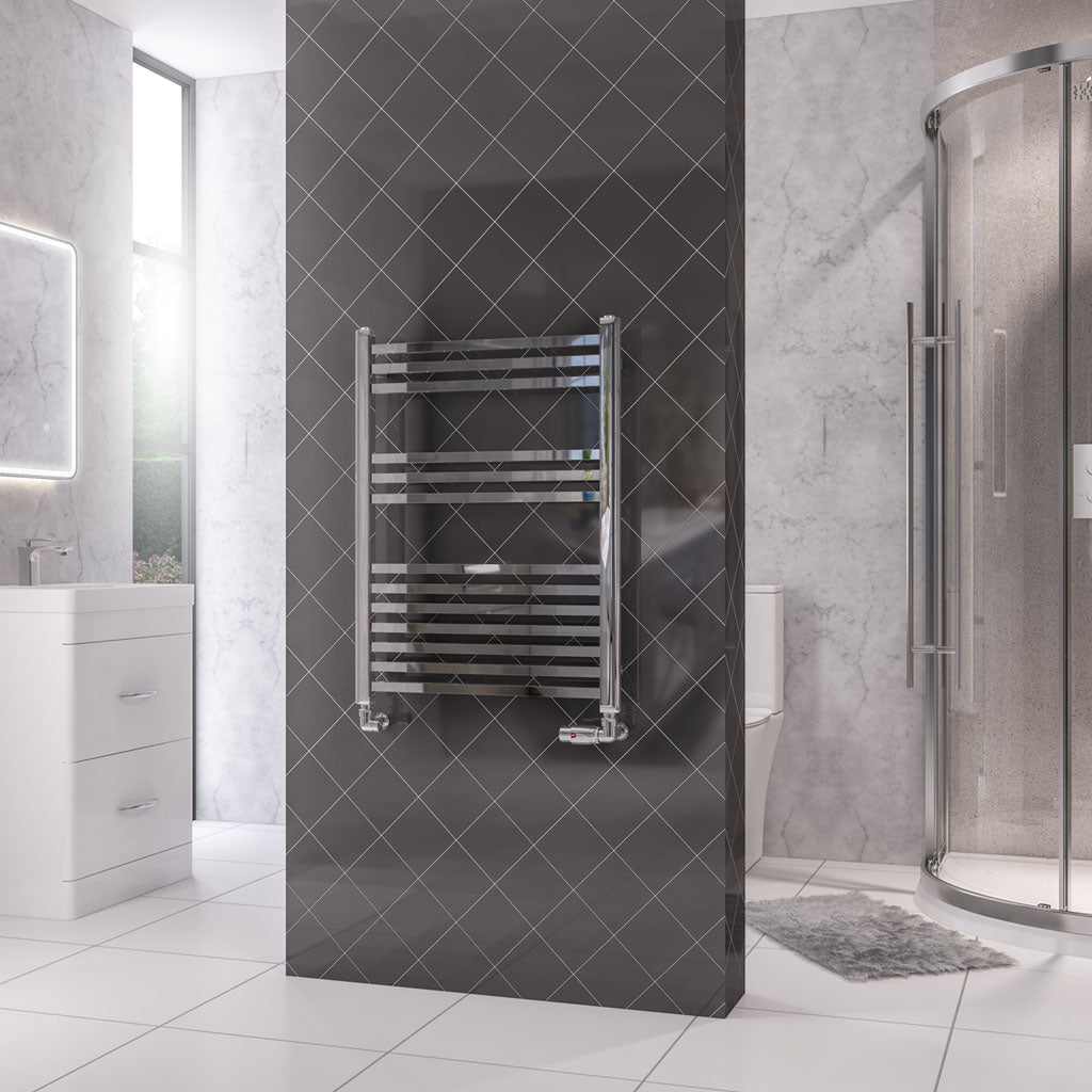 Eastbrook Rion Electric Straight Chrome Towel Rail 800mm x 600mm 89.1690-ELE