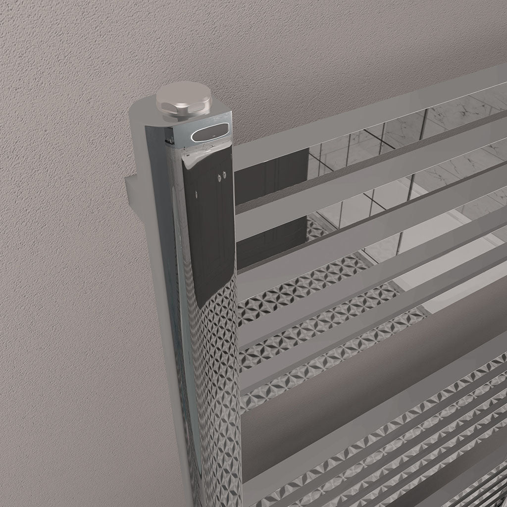 Eastbrook Rion Electric Straight Chrome Towel Rail 800mm x 600mm Close Up Image 89.1690-ELE
