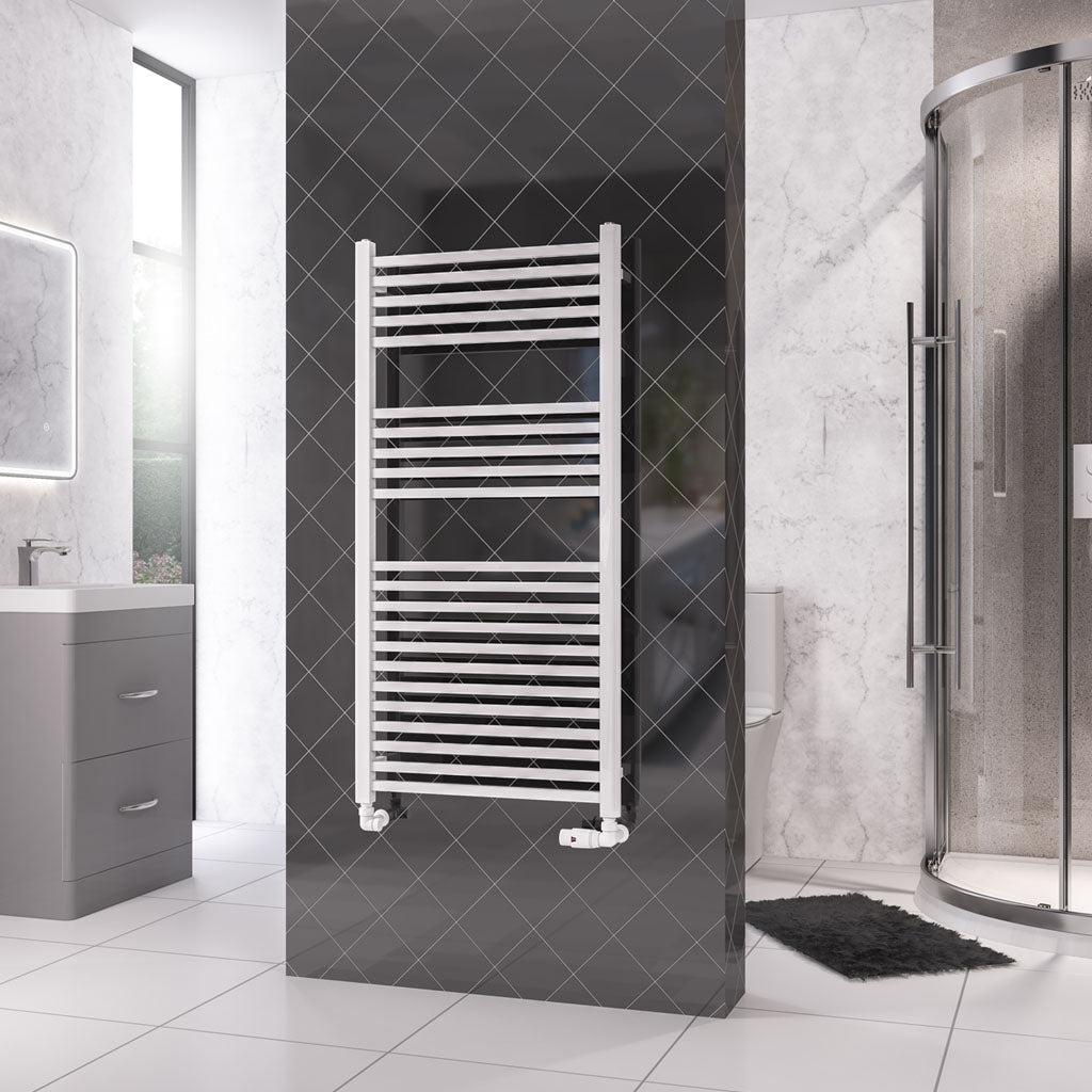 Eastbrook Rion Electric Straight Gloss White Towel Rail 1200mm x 600mm 89.1674-ELE