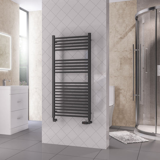 Eastbrook Rion Electric Straight Matt Anthracite Towel Rail 1200mm x 600mm 89.1680-ELE