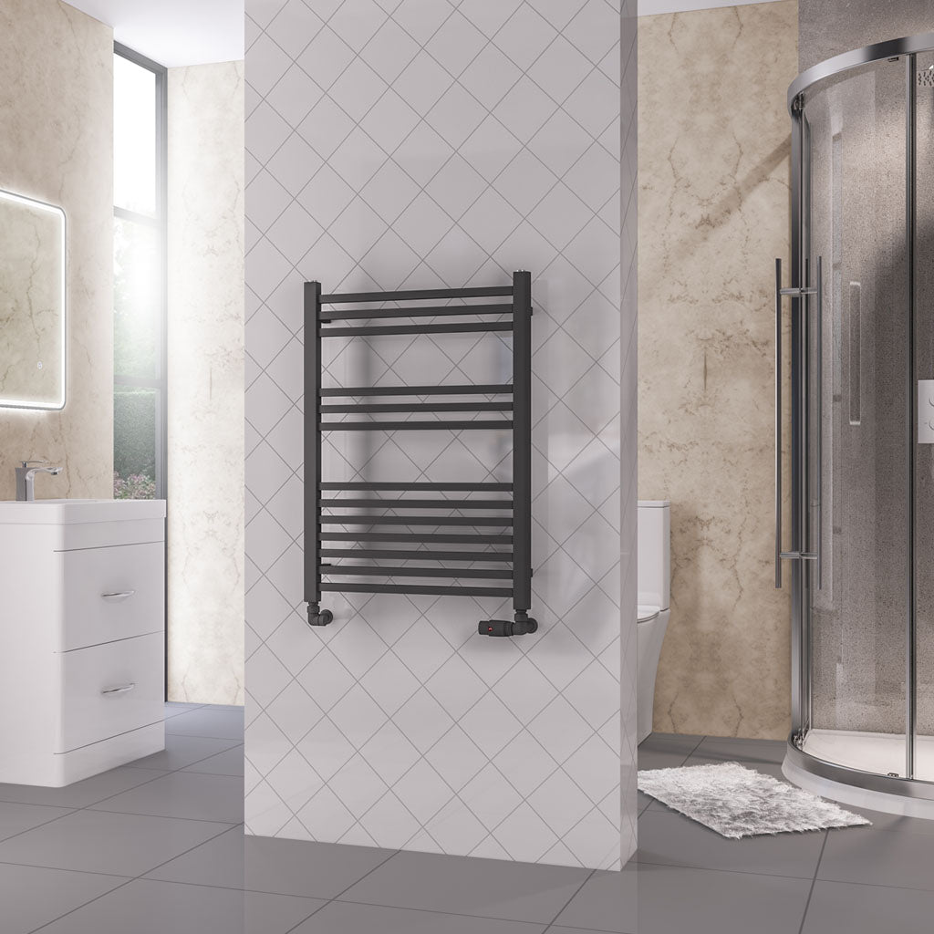 Eastbrook Rion Electric Straight Matt Anthracite Towel Rail 800mm x 600mm 89.1678-ELE