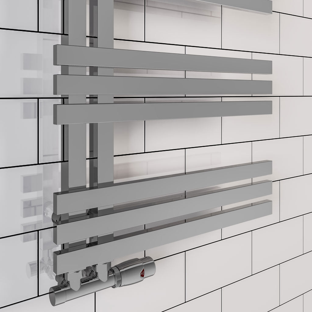 Eastbrook Rizano Electric Polished Stainless Steel Towel Rail 1000mm x 600mm Angled Image 41.0251-ELE