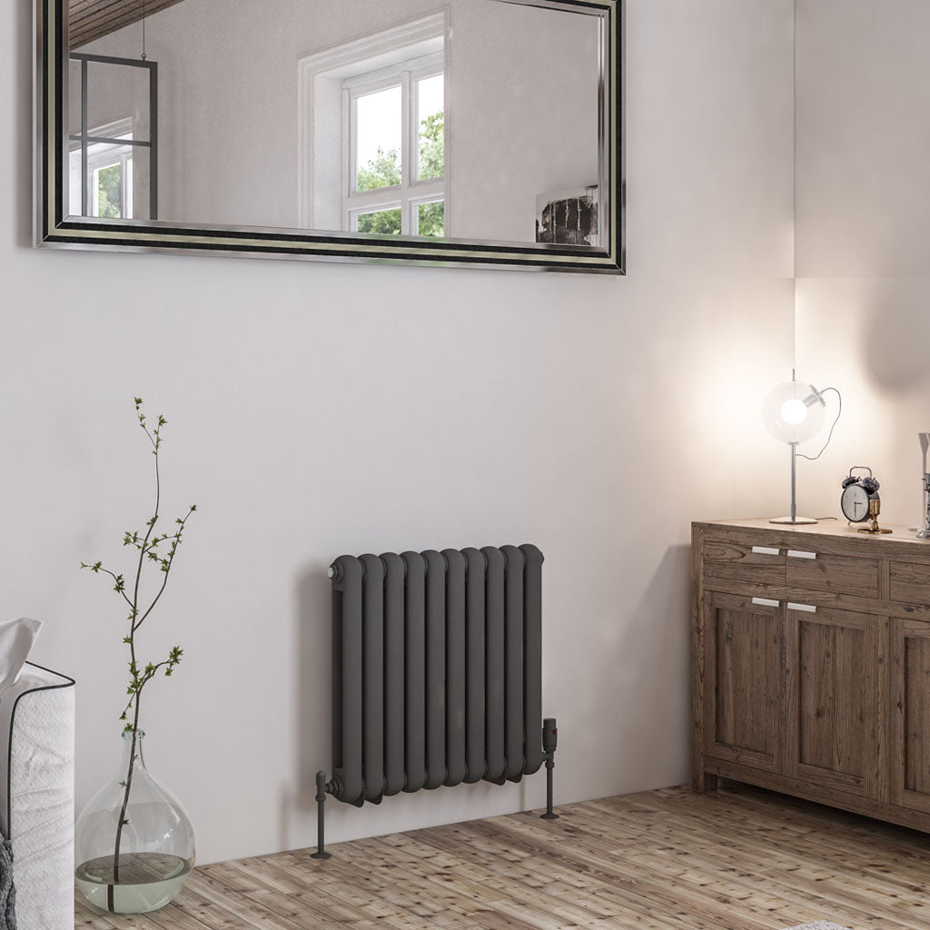 Eastbrook Rubano Electric Horizontal Matt Anthracite 2 Column Radiator 600mm x 623mm 81.0061-ELE