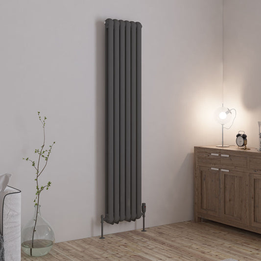 Eastbrook Rubano Electric Vertical Matt Anthracite 2 Column Radiator 1800mm x 383mm 81.0064-ELE