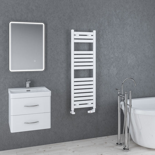 Eastbrook Staverton Electric Gloss White Designer Towel Rail 1200mm x 400mm 41.0137-ELE