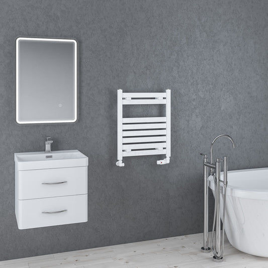 Eastbrook Staverton Electric Gloss White Designer Towel Rail 600mm x 500mm 41.0139-ELE