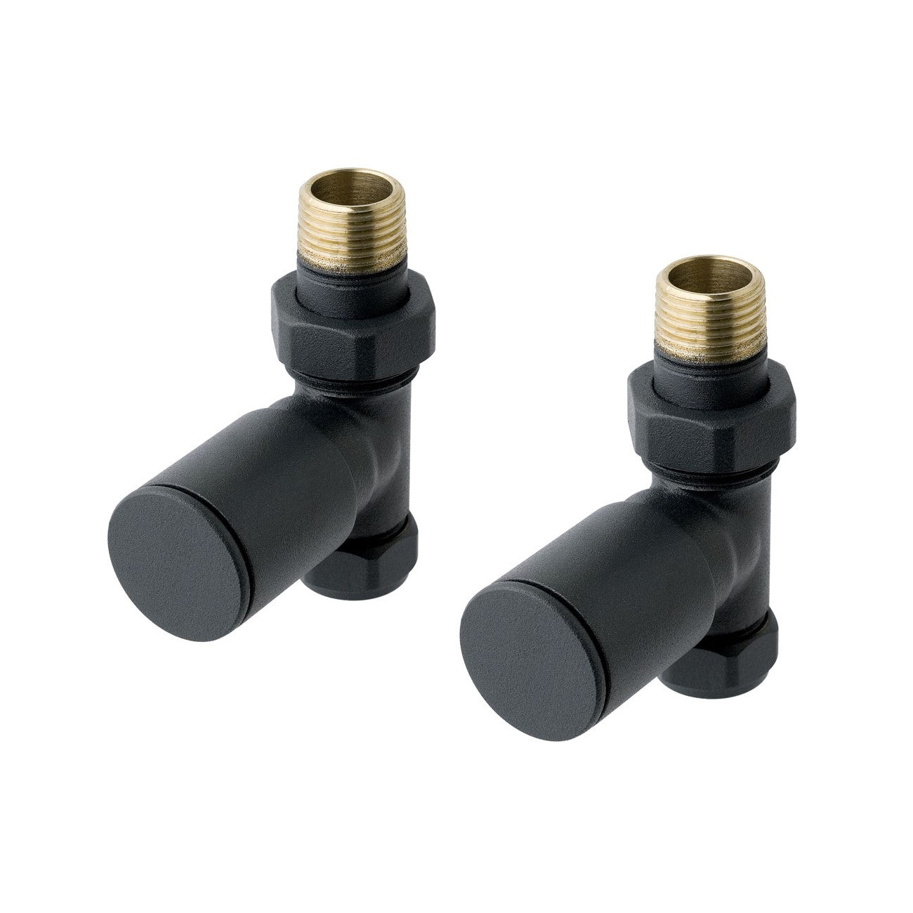 Eastbrook Straight Matt Anthracite Manual Radiator Valves 15mm (Pair) 41.3016