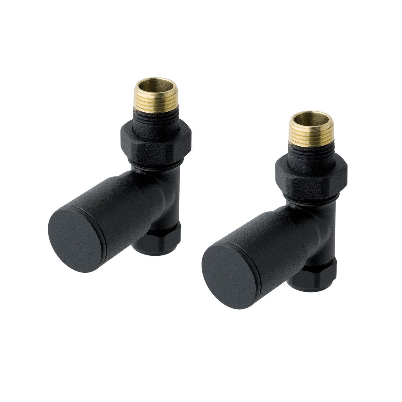 Eastbrook Straight Matt Black Manual Radiator Valves 15mm (Pair) 41.3014