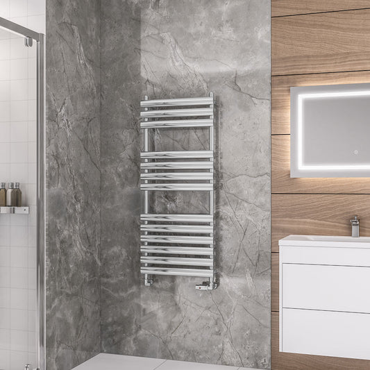 Eastbrook Tunstall Electric Chrome Designer Towel Rail 1200mm x 500mm 89.0036-ELE