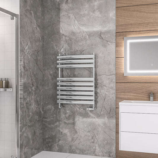 Eastbrook Tunstall Electric Chrome Designer Towel Rail 800mm x 600mm 89.0044-ELE