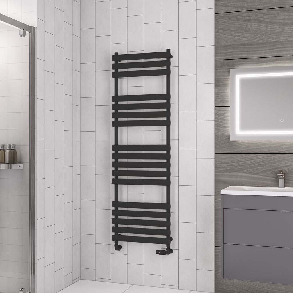 Eastbrook Tunstall Electric Matt Black Designer Towel Rail 1600mm x 500mm 89.0039-ELE