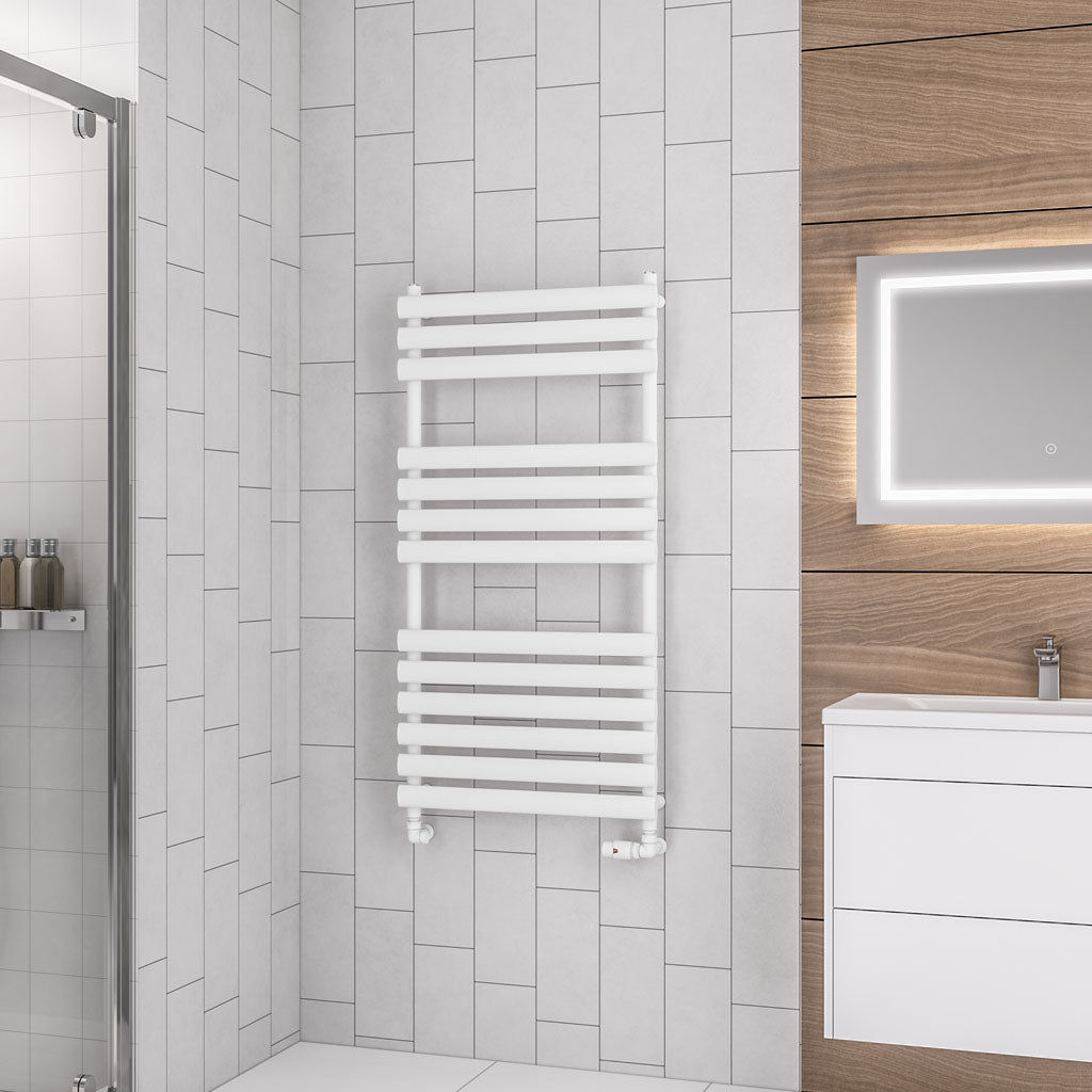 Eastbrook Tunstall Electric Matt White Designer Towel Rail 1200mm x 600mm 89.0045-ELE