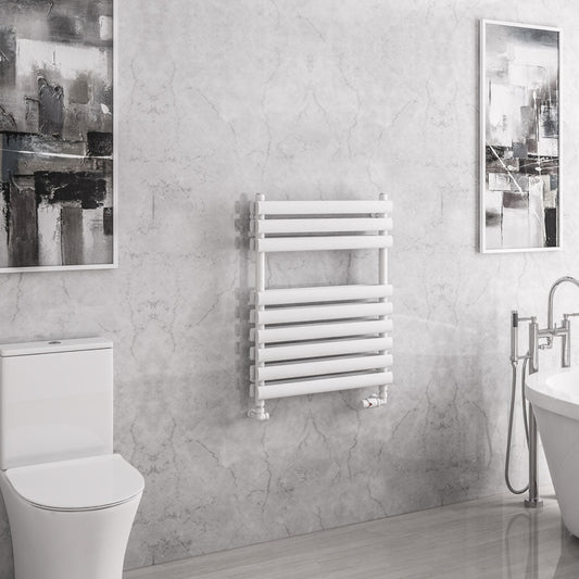 Eastbrook Tunstall Electric Matt White Double Panel Designer Towel Rail 800mm x 600mm 81.0146-ELE