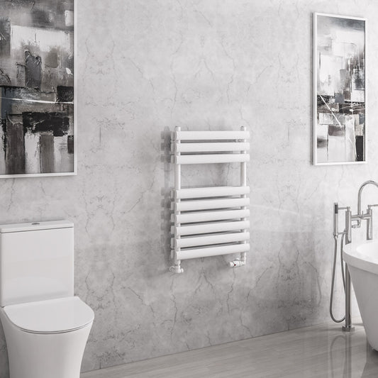 Eastbrook Tunstall Matt White Double Panel Designer Towel Rail 800mm x 500mm 81.0143