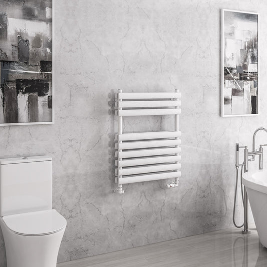 Eastbrook Tunstall Matt White Double Panel Designer Towel Rail 800mm x 600mm 81.0146