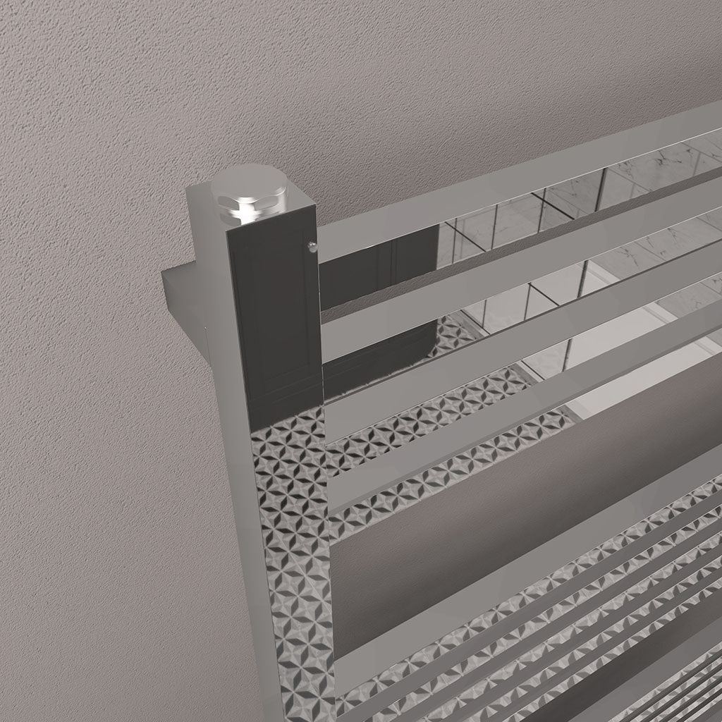 Eastbrook Tuscan Electric Multirail Square Chrome Towel Rail 1800mm x 500mm Close Up Image 89.1669-ELE