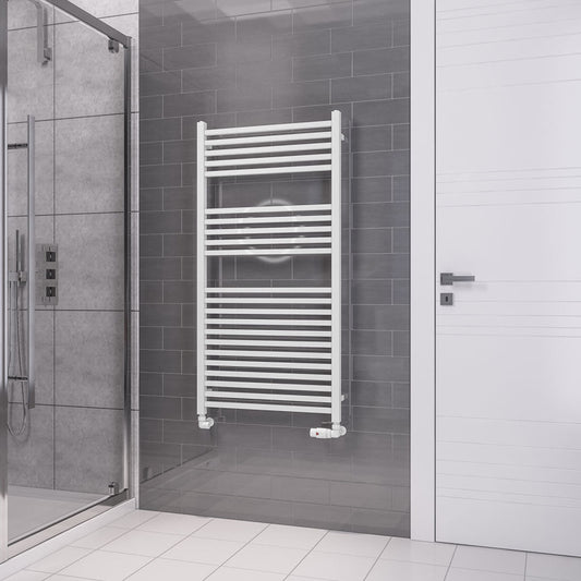 Eastbrook Tuscan Electric Multirail Square Gloss White Towel Rail 1200mm x 600mm 89.1650-ELE