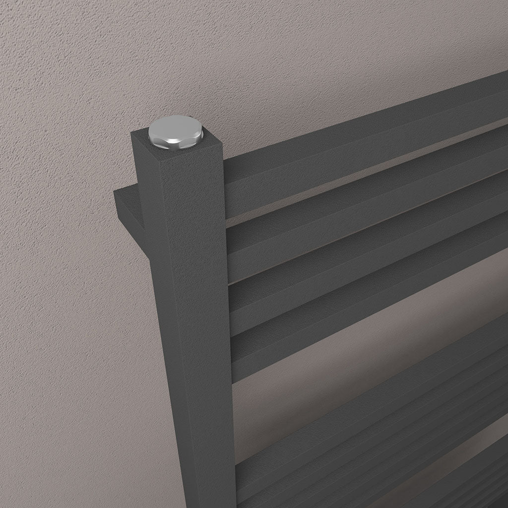 Eastbrook Tuscan Electric Multirail Square Matt Anthracite Towel Rail 800mm x 500mm Close Up Image 89.1653-ELE