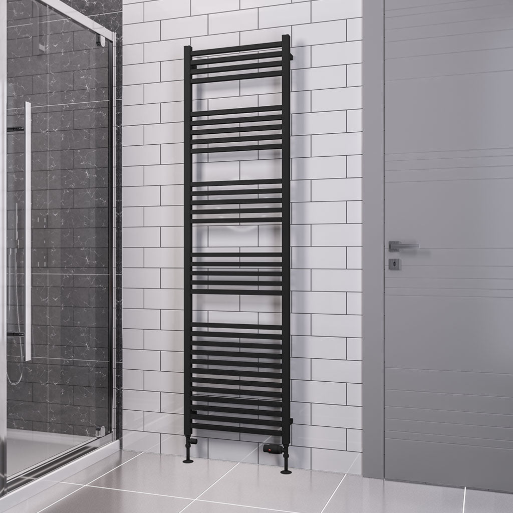 Eastbrook Tuscan Electric Multirail Square Matt Black Towel Rail 1800mm x 500mm 89.1663-ELE