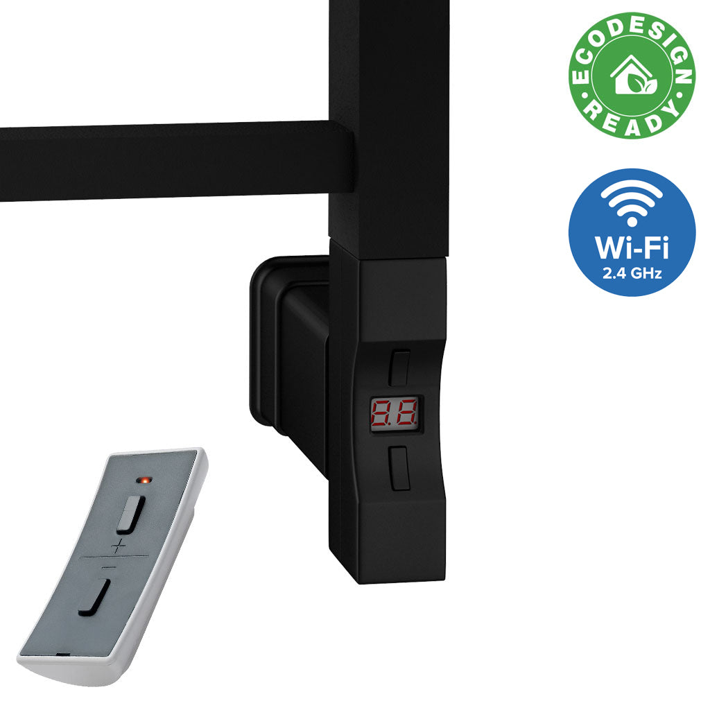 Eastbrook Tuscan Electric Multirail Square Matt Black Towel Rail 1800mm x 600mm 89.1664-ELE-8.535