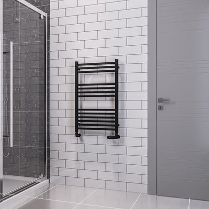 Eastbrook Tuscan Electric Multirail Square Matt Black Towel Rail 800mm x 500mm 89.1659-ELE