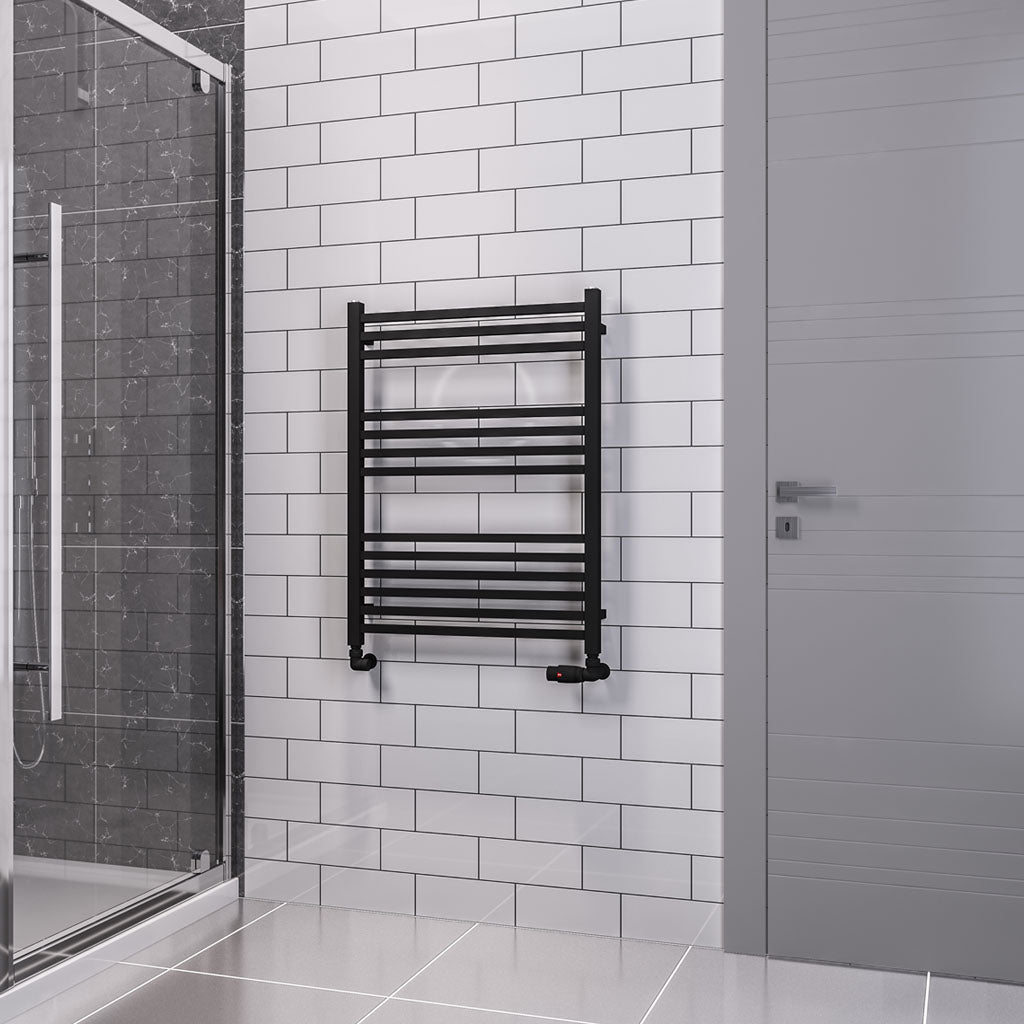 Eastbrook Tuscan Electric Multirail Square Matt Black Towel Rail 800mm x 600mm 89.1660-ELE