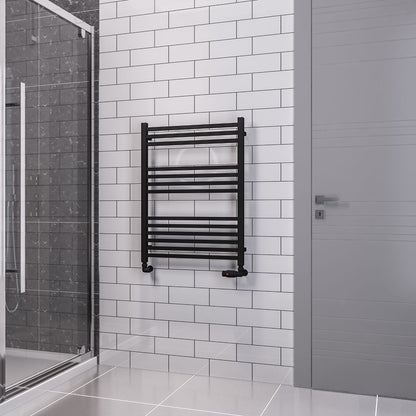 Eastbrook Tuscan Electric Multirail Square Matt Black Towel Rail 800mm x 600mm 89.1660-ELE