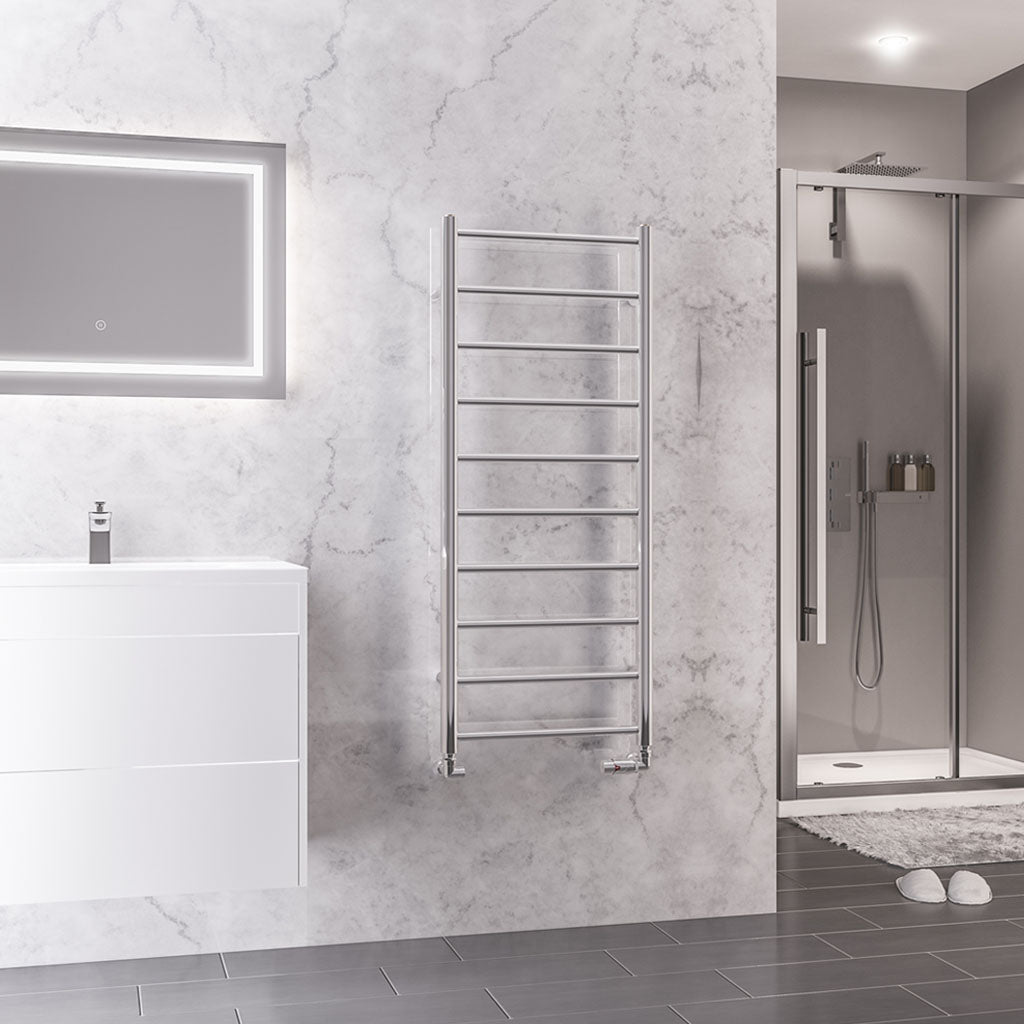 Eastbrook Tuscan Electric Round Straight Chrome Towel Rail 1200mm x 500mm 89.1598-ELE