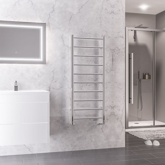 Eastbrook Tuscan Electric Round Straight Chrome Towel Rail 1200mm x 500mm 89.1598-ELE