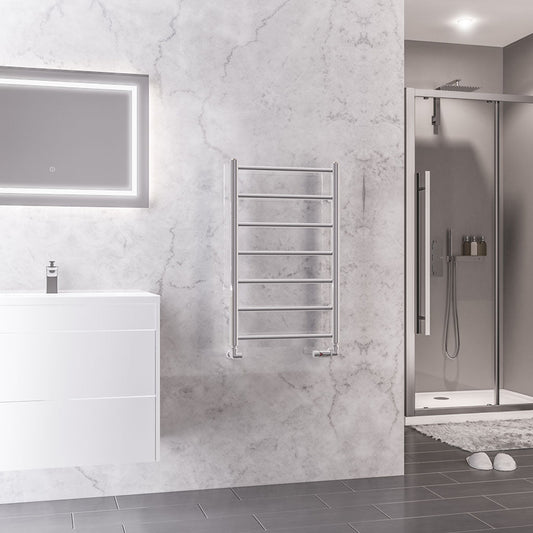Eastbrook Tuscan Electric Round Straight Chrome Towel Rail 800mm x 500mm 89.1596-ELE