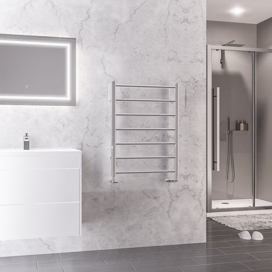 Eastbrook Tuscan Electric Round Straight Chrome Towel Rail 800mm x 600mm 89.1597-ELE