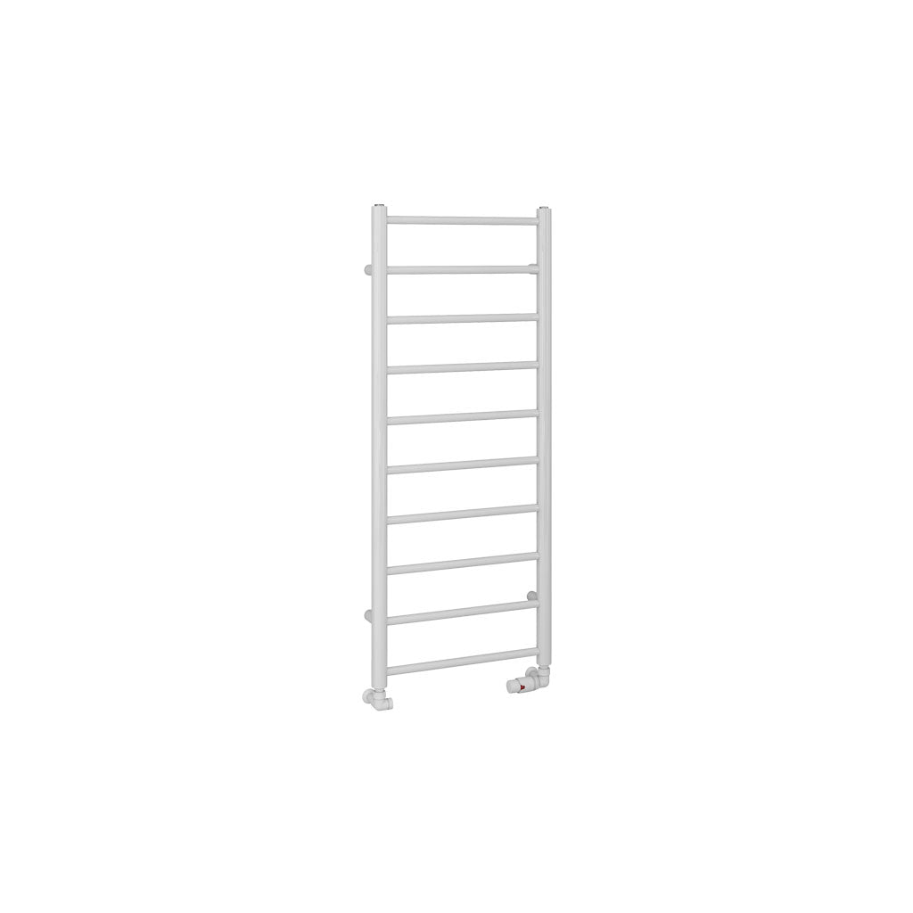 Eastbrook Tuscan Electric Round Straight Gloss White Towel Rail 1200mm x 500mm Cut Out Image 89.1574-ELE