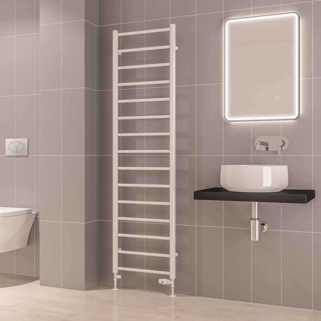 Eastbrook Tuscan Electric Round Straight Gloss White Towel Rail 1800mm x 500mm 89.1576-ELE