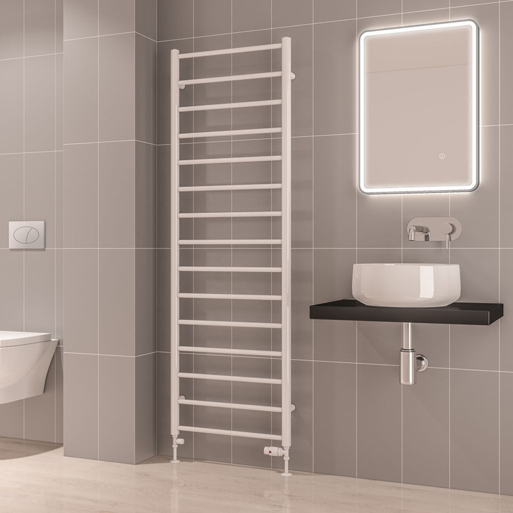 Eastbrook Tuscan Electric Round Straight Gloss White Towel Rail 1800mm x 600mm 89.1577-ELE