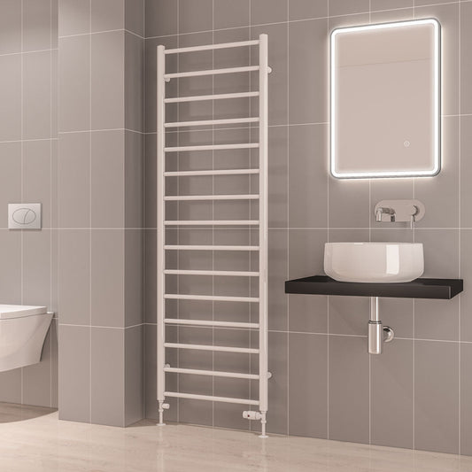 Eastbrook Tuscan Electric Round Straight Gloss White Towel Rail 1800mm x 600mm 89.1577-ELE