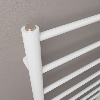 Eastbrook Tuscan Electric Round Straight Gloss White Towel Rail 800mm x 500mm Close Up Image 89.1572-ELE