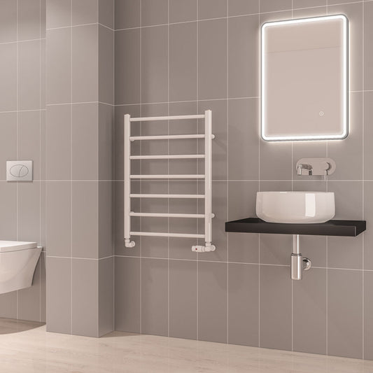 Eastbrook Tuscan Electric Round Straight Gloss White Towel Rail 800mm x 600mm 89.1573-ELE
