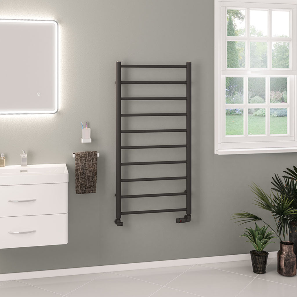 Eastbrook Tuscan Electric Round Straight Matt Anthracite Towel Rail 1200mm x 600mm 89.1587-ELE