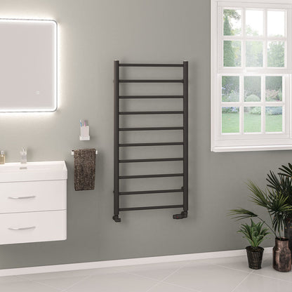 Eastbrook Tuscan Electric Round Straight Matt Anthracite Towel Rail 1200mm x 600mm 89.1587-ELE