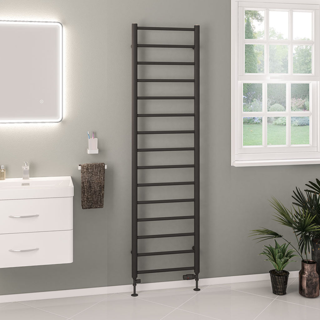 Eastbrook Tuscan Electric Round Straight Matt Anthracite Towel Rail 1800mm x 500mm 89.1588-ELE